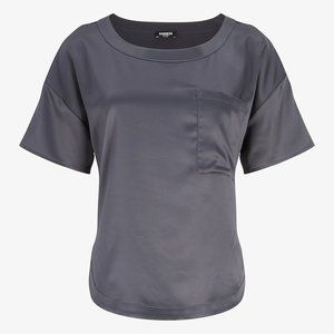 EXPRESS Satin Short Sleeve (Size: M) - Slate Gray